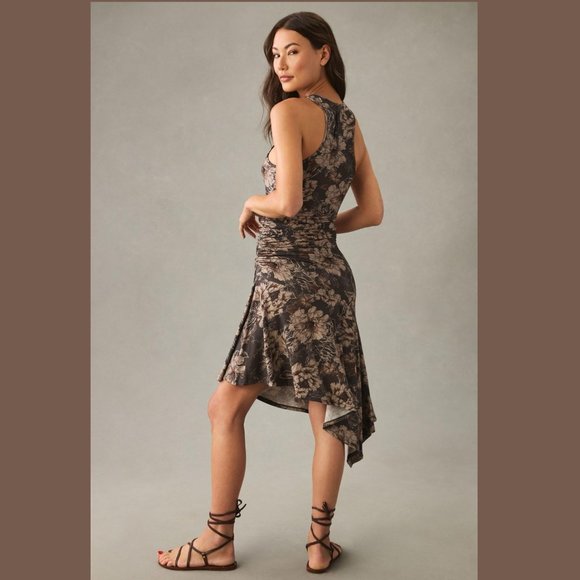 Anthropologie Black and Cream Asymmetrical Dress - Picture 3 of 13